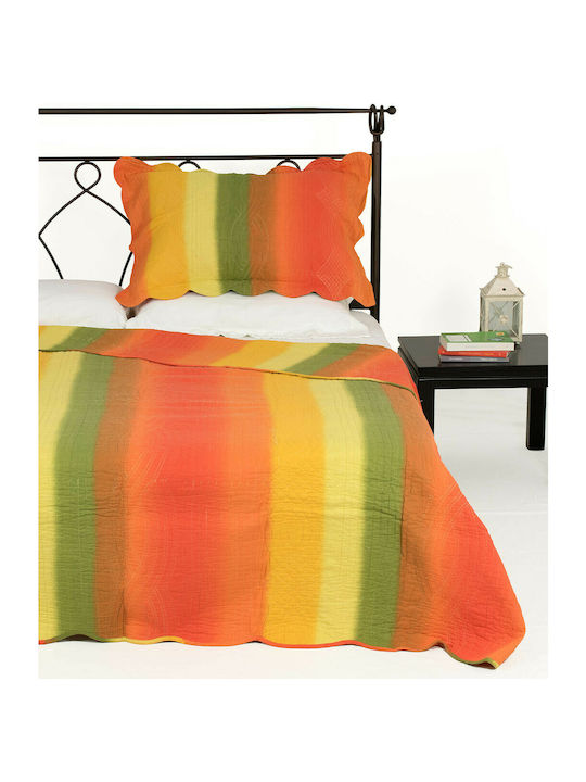 Silk Fashion 9213 Set Coverlet Single Cotton Orange 170x220cm