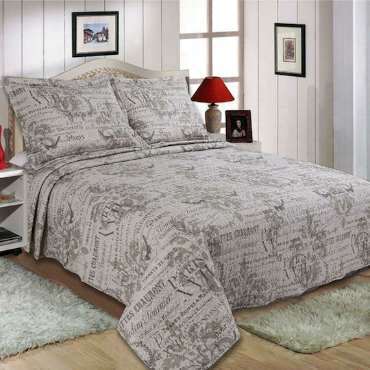Silk Fashion 1511-40 Σετ Κουβερλί Μονό Microfiber Γκρι 160x220cm 2τμχ