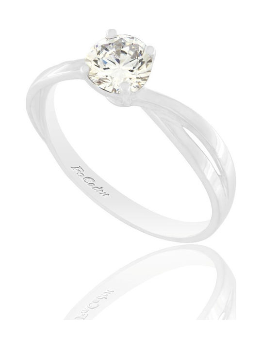 Fa Cad'oro Single Stone Ring of White Gold 14K