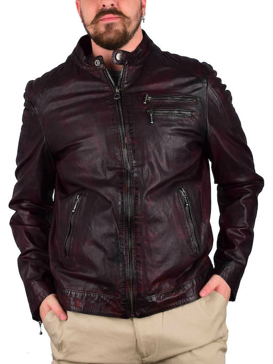 379 Leather Jacket Biker Burgundy