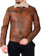 Guy Laroche 378 Men's Winter Leather Jacket Tabac Brown