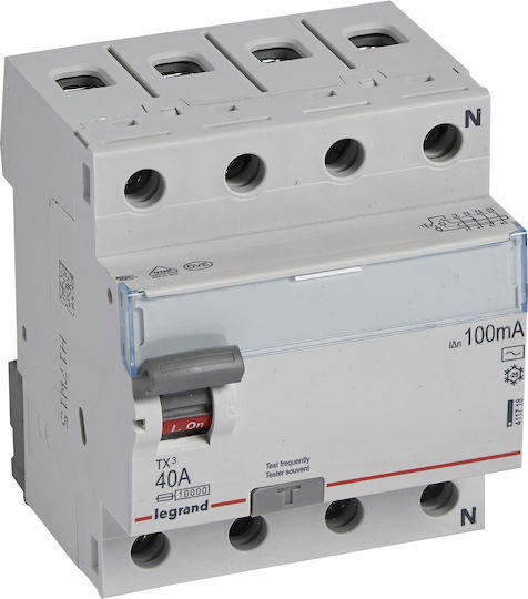 Legrand TX3 Phase 4-Pole Earth Leakage Relay 40A 100mA