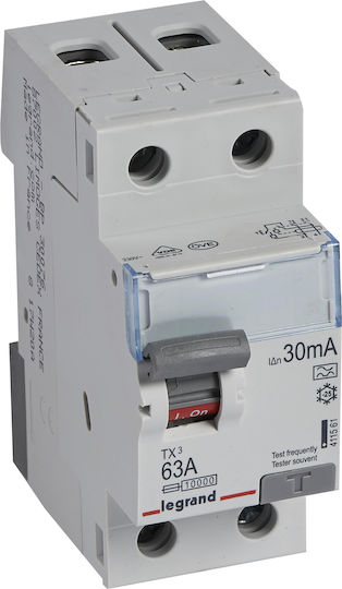 Legrand TX3 Ρελέ Ράγας Διαρροής 63A Διπολικό 30mA