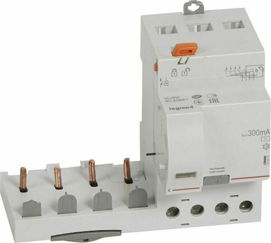 Legrand DX3 Ρελέ Ράγας Διαρροής 63A Τετραπολικό Μπλοκ 300mA