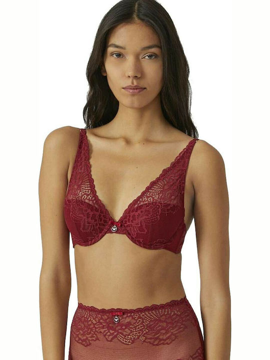 Triangle Triangle Bra without Padding Underwire Burgundy 163844-8A205-09576