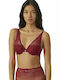 Triangle Triangle Bra without Padding Underwire Burgundy 163844-8A205-09576