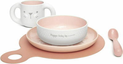 Suavinex Feeding Set made of Plastic with Non-Slip Base Pink 5pcs for 6+ months