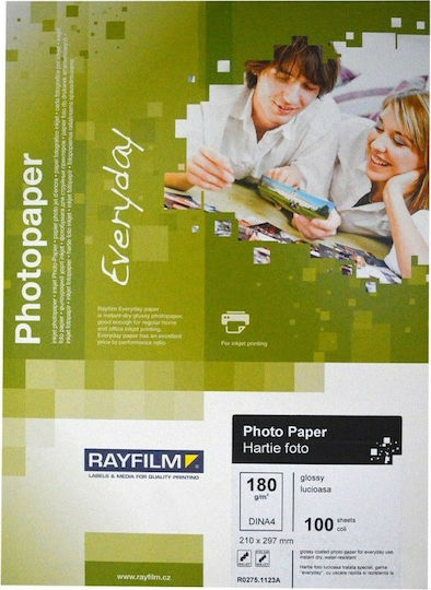 Rayfilm Photo Paper Everyday Glossy A4 (21x30) 180gr/m² for Printers Inkjet 100 Sheets R0275.1123A