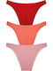 Βαμβακερά Women's Slip 3Pack Red/Coral/Pink
