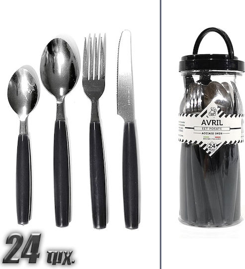 Besteckset Schwarz 24Stück