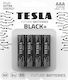Tesla Batteries 4 Pack Alkaline Batteries AAA Black+ 1.5V
