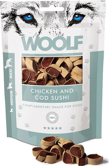 Woolf Snacks Cod Sushi Dog Treat Grain & Gluten Free with Chicken 100gr 49015 293