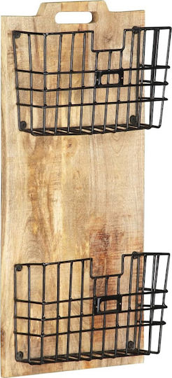 vidaXL Wooden Magazine Rack Brown 33x10x67cm