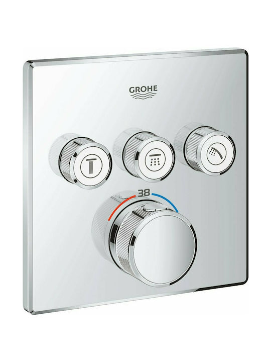 Grohe Grohtherm Smart Control Built-In Mixer for Shower with 3 Exits Inox Silver