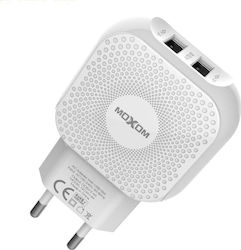 Moxom Φορτιστής με 2 Θύρες USB-A και Καλώδιο Lightning Λευκός (KH-44)