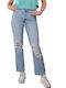 Wrangler Retro Women's Jean Trousers with Rips in Straight Line