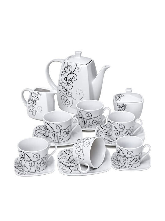 Karvounis Teeset mit Tasse aus Porzellan Weiß 15Stück