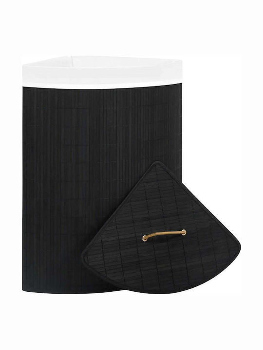 vidaXL Laundry Basket Bamboo Folding with Cap 52.3x37x65cm Black