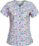 B-Well Bambina Medizinische Bluse Blau aus Baumwolle und Polyester