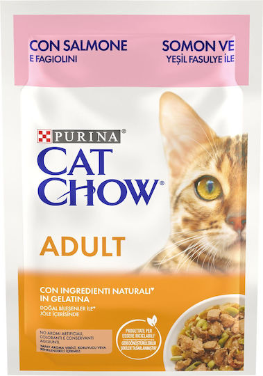 Cat Chow Υγρή Τροφή για Ενήλικες Γάτες σε Φακελάκι με Σολομό 85gr