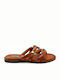 Fardoulis Women's Flat Sandals in Tabac Brown Color