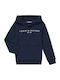 Fleece Kids Sweatshirt with Hood and Pockets Blue Essential