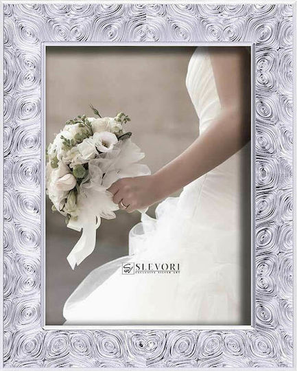Slevori Roses Tabletop Rectangle Wedding Crown Case / Photo Frame Ασημί-Καφέ 25x20cm