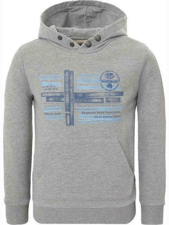 Napapijri Hanorac pentru copii cu glugă și buzunare Gri Benton Hoodie Sweatshirt N0YHUR-160