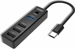 Earldom ET-HUB08 USB 3.1 Hub 4 Porturi cu conexiune USB-C și Port de încărcare și Alimentare Externă