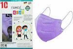 Famex Disposable Protective Mask FFP2 NR Kids Lilac 20pcs