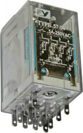 Adeleq Βιομηχανικό Ρελέ Λυχνίας 110V με LED & Test Μπουτόν 14 Πόδια 4 Επαφές 110V 11-311008