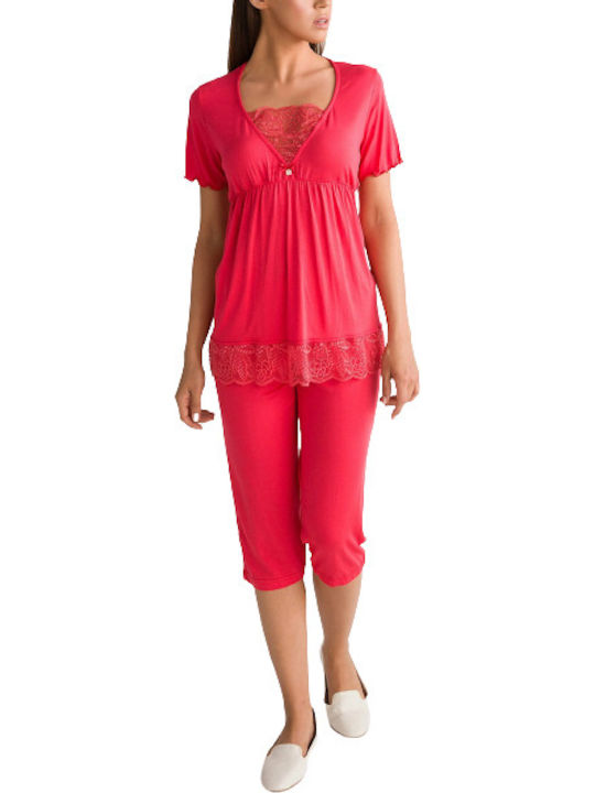 Vamp Sommer Damen Pyjama-Set Rot 5684 00-10-5684