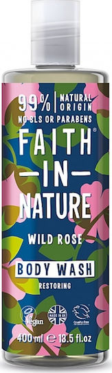 Faith in Nature Wild Rose Gel De Duș Cu Miros De Trandafir 400ml