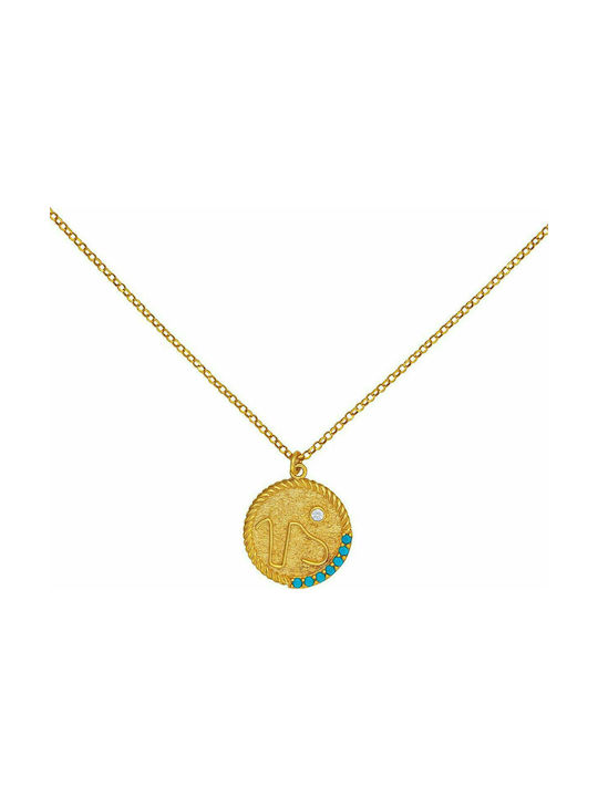 Excite-Fashion Necklace Zodiac Sign from Gold Plated Silver with Zircon