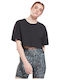 Studio Γυναικείο Αθλητικό Crop Top Κοντομάνικο Μαύρο