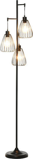 HomCom Vintage Stehleuchte H170xB35cm. mit Fassung für Lampe E27 Schwarz