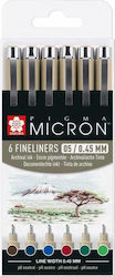 Sakura Sakura Pigma Micron Markeri De Proiectare 0.45mm Set 6 Buc