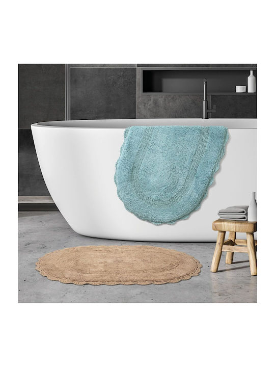 Beauty Home Non-Slip Bath Mat Cotton Oval 3281 Gray 50x80 cm