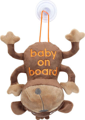 Baby Wise Boy / Girl Baby on Board Car Plush Καφέ with Suction Cup Little Monkey