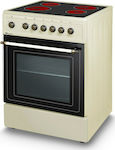 MultiHome LF60SGF-04VR (MT) Κουζίνα 65lt με Κεραμικές Εστίες Π60εκ. Μπεζ