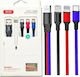 XO Braided USB to Lightning / Type-C / micro USB Cable Πολύχρωμο 1.2m (NB143)