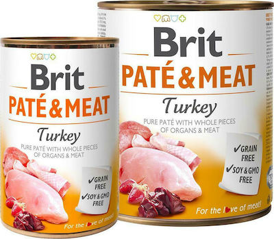 Brit Paté & Meat Canned Wet Dog Food with Turkey 1 x 800gr