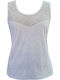 Delphine 83224 Damen Sommer Crop Top Ärmellos Weiß