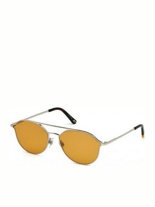 Web Sunglasses with Silver Metal Frame and Yell...