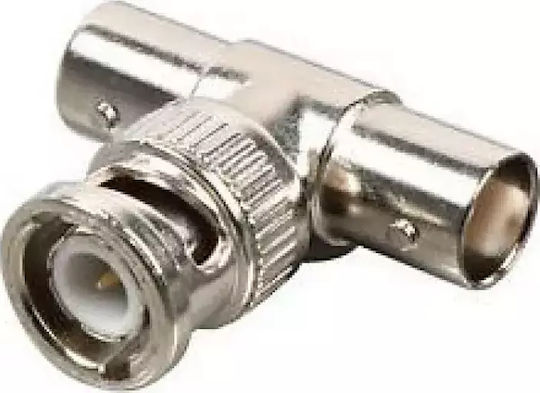 Spark Convertor BNC masculin în BNC 2x femelă Argintiu 1buc BNC-2F-1M