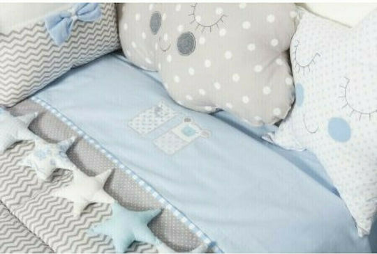 Baby Star Fitted Set Sugar Family Light Blue 110x150cm