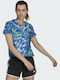 Adidas Primeblue Fast Graphic Women's Athletic T-shirt Fast Drying with Sheer Polka Dot Bold Blue