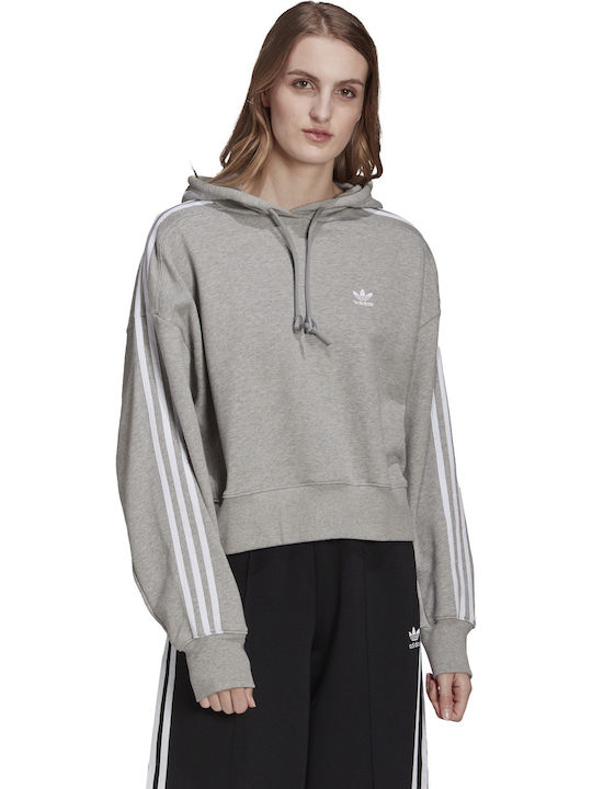 Adidas Adicolor Classics Cropped Γυναικείο Φούτερ με Κουκούλα Medium Grey Heather