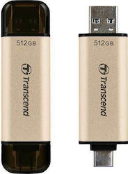 Transcend JetFlash 930C 512GB USB 3.1 Stick με σύνδεση USB-A & USB-C Χρυσό