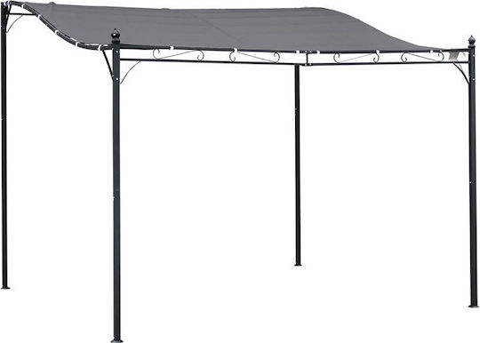 Pergolă De Grădină Din Metal Cu Tavan Gri 297x297x250cm
